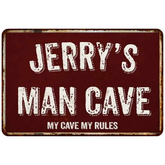 JERRY'S Man Cave Sign Garage Mancave Decor Accessories Signs Vintage Retro Rustic Tin Wall Art Name Home Beer Dads Gift 8 x 12 Matte Finish Metal 108120003183
