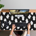 thumbnail image 4 of Long Mouse Pads for Desk,Black Halloween White Ghosts Desk Mats on Top Of Desks, Desk Mouse Pad Extra Large with 3mm Non-Slip Base and Stitched Edge for Gaming,Office,Work,Home 47.3"x23.6", 4 of 6
