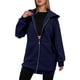 thumbnail image 3 of Sudadera con Capucha y Cremallera para Mujer, Estilo Oversize, de Forro , Larga, Informal, para Otoño, con Bolsillo Azul Oscuro S, 3 of 9