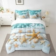 thumbnail image 2 of Teal Ocean Comforter Set with Sheets Full 7 Piece Coastal Beach Bed in a Bag,Sea Shell Starfish Bedding Set (1 Comforter,1 Fitted Sheet,1 Flat Sheet,2 Pillowcases,2 Throw Pillow Covers), 2 of 4