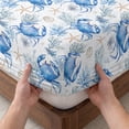thumbnail image 3 of King Size Fitted Sheet Set - Blue Crab Coastal 3 Piece Bedding Sets 16" Deep Pocket Fitted Sheet with 2 Pillowcases, Summer Beach Nautical Starfish Brushed Microfiber Hotel Luxury Bed Sheets, 3 of 9