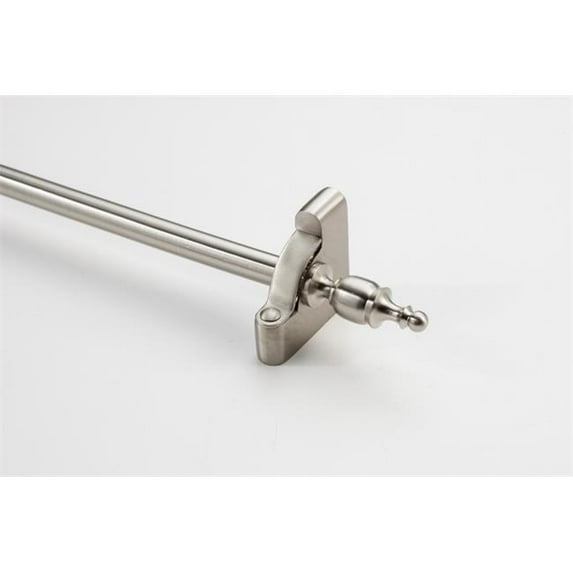 Zoroufy 01414-03450 28.5 in. Heritage Smooth Tubular Stair Rod Set Extended Brackets Crown Finial in Satin Nickel