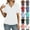 01# White, variant on Womens Cap Sleeve Polo Shirts Summer V Neck Banded Bottom Collared Tops Casual Loose Fit Boxy Tees,Cyan M