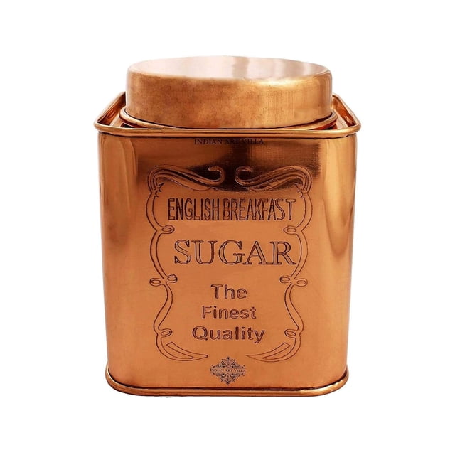 Copper Sugar Storage Container - 4.7 Inches, 850ml, Brown | Steel Sugar Pot For Serving Tea Coffee - Ideal For Home Hotel Restaurant Tableware | Hand Made, Easy To Carry, Easy To Clean