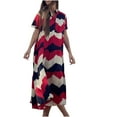 thumbnail image 3 of Gaecuw Summer Maxi Dresses Women Crew Neck Short Sleeve Calf Length Swing Beach Dresses Button Trendy Dresses Polyester Going Out Dresses Casual Summer Dresses Day Dresses Cute Vacation Dresses, 3 of 9
