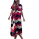 thumbnail image 4 of Puntoco Vestido Holgado Con Cuello Redondo Y Manga Corta Con Botones Para Mujer, Falda Larga, Color Rojo, Xxl,Regalos Para Mujer Joven, 4 of 9