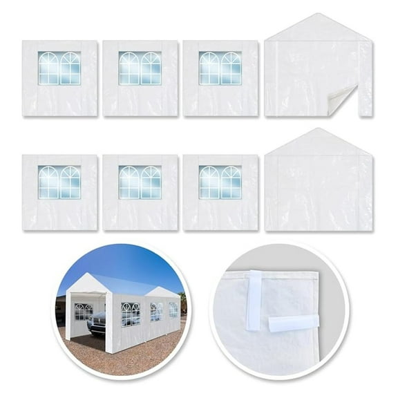 HHBEAUTY 10'x20’ Carport Sidewall only Tent Replacement Kit Enclosed Panels with 2 Sidewalls and 2 Doors, 1 Door with Zipper