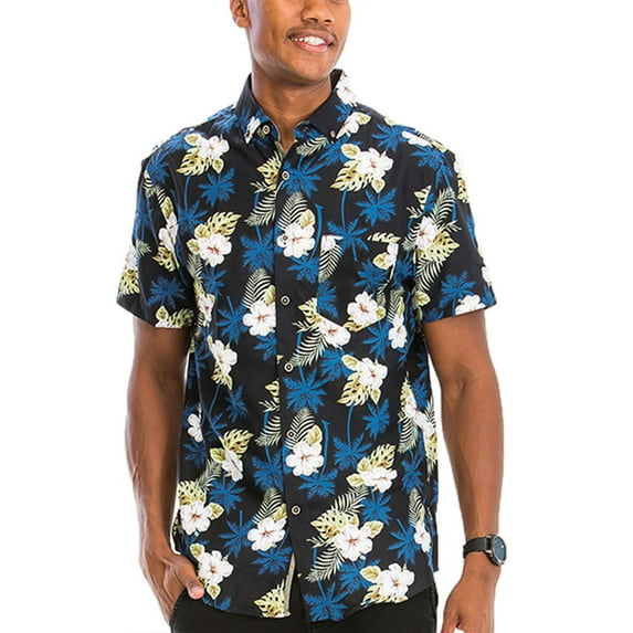 Men Hawaiian Shirt Vacation Short Sleeve Casual Button Down Shirts Summer Beach Shirt