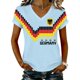 thumbnail image 1 of Women's Germany Football Graphic T-Shirt, V-Neck Casual Letter Print T-Shirt, Fashion Short Sleeve Graphic Tee, Summer Daily Lightweight Tops for Soccer Tournament 2026 Light Blue Size: XL, 1 of 4