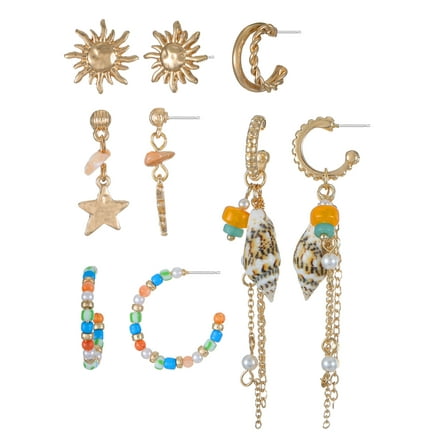 No Boundaries 6-Pair Summer Gold Earring Set