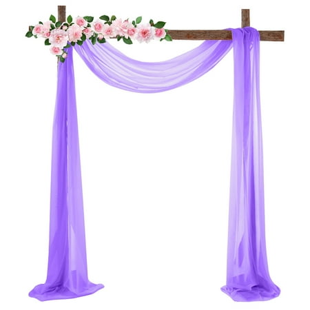 Image of Pelmet Freehand Decoration Wedding Curtain Decoration Transparent Voile Wedding Arch Curtains Tulle Photo Background Curtain for Photography Party Wedding Birthday Christening (Purple)