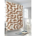 thumbnail image 3 of Abstract Lines Shower Curtain, Brown Water Ripple Modern Art Simple Style Waterproof Shower Curtain Set with 12 Hooks Lightweight Washable Fabric Shower Curtains for Bathroom 36x72 Inches, 3 of 6
