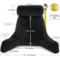 thumbnail image 2 of XXL Husband Pillow Black Backrest with Arms - Reading Pillow with Shredded Memory Foam, Ultra-Comfy Removable Microplush Cover & Detachable Neck Roll - Unmatched Support Sit Up Pillow for Bed, 2 of 9