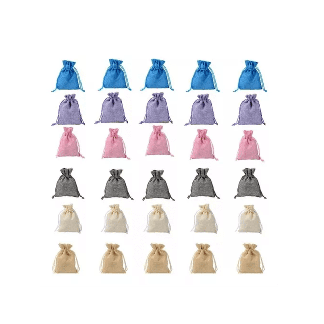 30 Bolsas Costales Yute Con Cordón Dulceros Regalo Recuerdo Colores