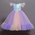 thumbnail image 2 of Robe à Manches Volantes pour Filles, Robe Princesse en Sequins et Tulle avec Bandeau, 2 of 6