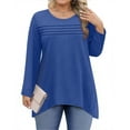 thumbnail image 3 of WellSize Plus Size Women Tunic Tops Casual Crew Neck Long Sleeve Blouses Dressy Pleated Fall Shirts, 3 of 9