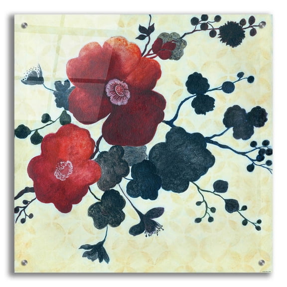 Epic Art 'Japanese Blossoms 2' by Jadei Graphics, Acrylic Glass Wall Art, 24"x24"