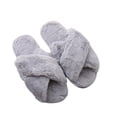 thumbnail image 1 of Zapatillas De Lana Artificial Planas Con Punta Abierta De Color Sólido Para Mujer De Otoño E Invierno, Zapatillas De Felpa Cruzadas Antideslizantes Y Resistentes Al Desgaste Eigraketly AP007466-06, 1 of 6