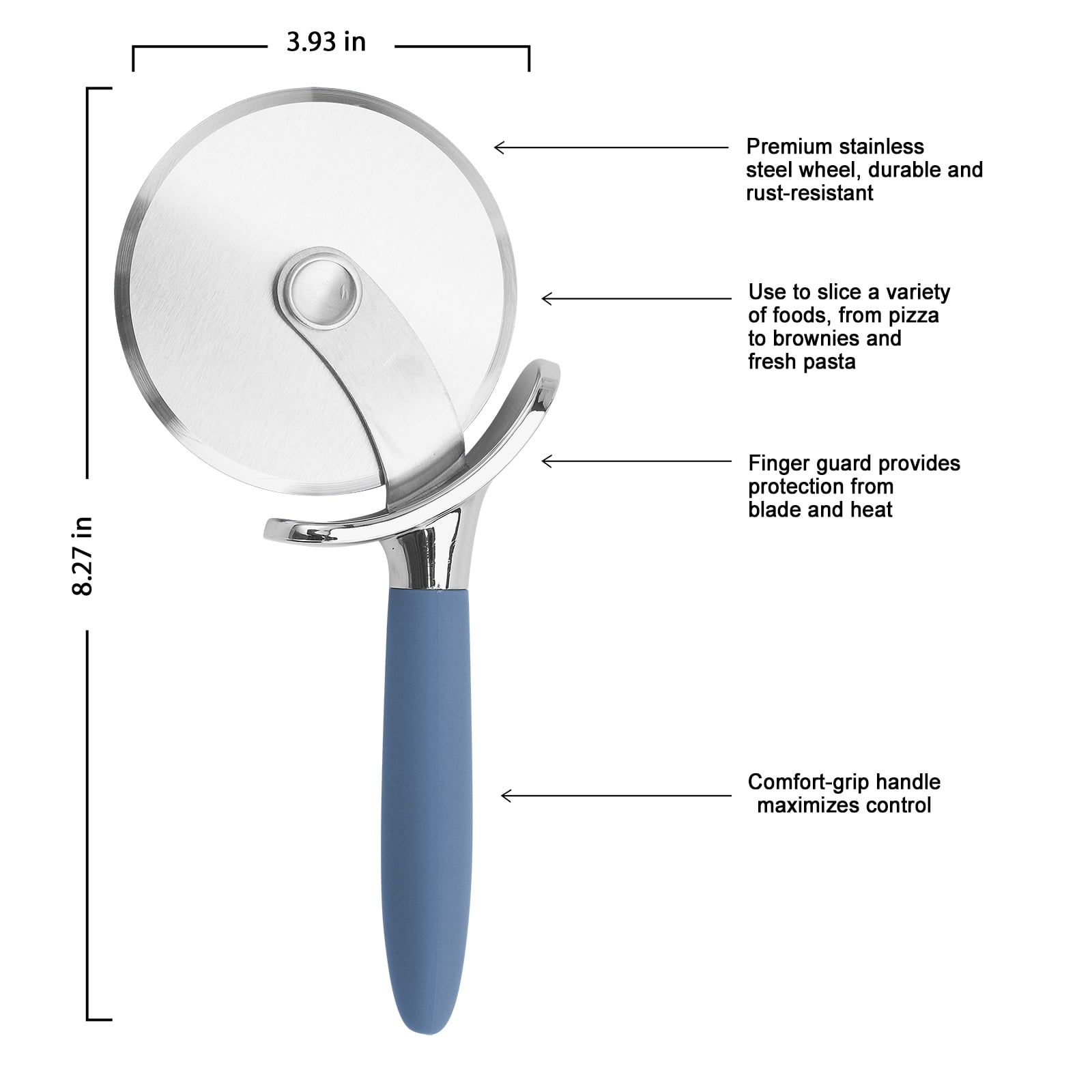 Cook with Color Pizza Cutter Wheel with Soft Grip Handle, Blue