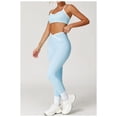 thumbnail image 4 of PISONIC Womens Workout Set Two Piece Spaghetti Straps Cross Back Sports Bra Matching High Waist Leggings Gym Work Out Outfits, 4 of 11