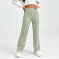 thumbnail image 5 of ClodeEU Women's High Waist Straight Leg Pants, Solid Color Casual Pant for Daily Streetwear ,Women's Plus XXXXXL, 5 of 7