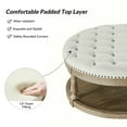 thumbnail image 5 of 36'' Large Round Ottoman Tufted Coffee Table with Storage Wood Legs Home Living Room Ivory, 5 of 9