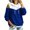 Blue, variant on FAIWAD Women's Cold Shoulder Hoodie Color Block Long Sleeve Drawstring Pullover Sweatshirt Cutout Shoulder Casual Top