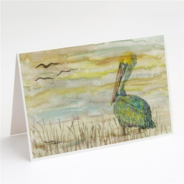 Pelican Yellow Sky Greeting Cards & Envelopes - Pack of 8