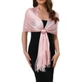 thumbnail image 1 of Chales y envolturas para mujeres INSPIRE CHIC para vestidos de noche, brillante, chispeante y elegante con hebilla 74.8x17.7" (LxA) Rosa claro (Plata), 1 of 6