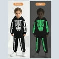 thumbnail image 3 of SILVERCELL Glow in The Dark Skeleton Boys Pajamas Sets Long Sleeve Hooded Hoodie + Pants Sets Halloween Costumes 2-6T, 3 of 9