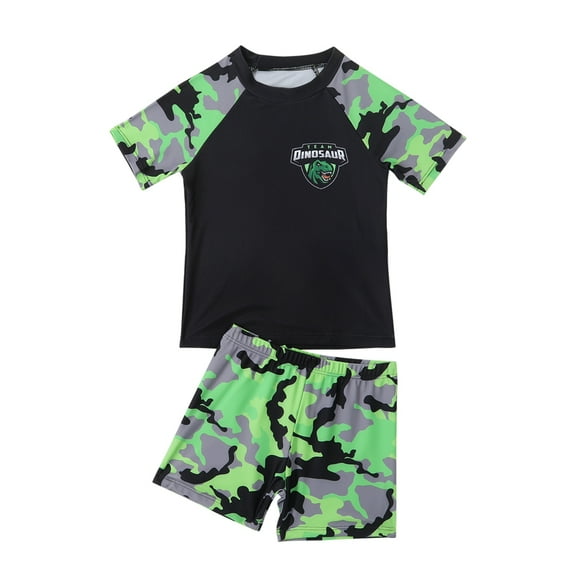Gyratedream Toddler Boys Shirt Swim Bathing Suit Set, 2-pcs, 2-6 Years, Black