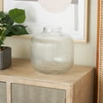 thumbnail image 2 of DecMode 11" Short Round Ribbed Fluted Glass Vase, 2 of 9