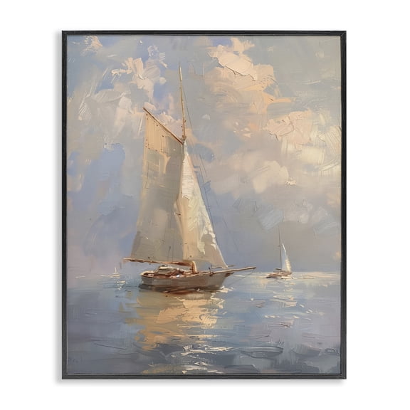 Stupell Industries Traditional Maritime Ship on Cloudy Sea Black Framed Giclee Art, 11 x 14, by Arlington Prints