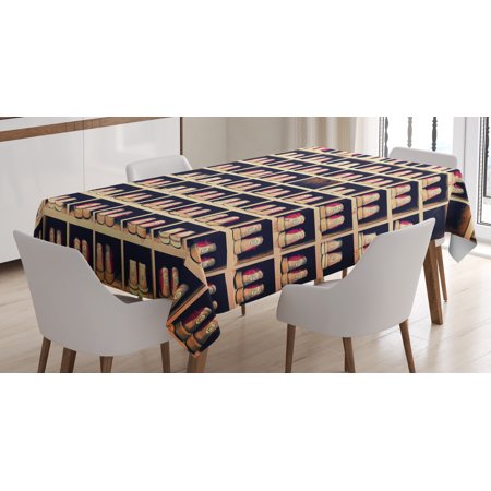 Shoe Table Decorations Bowling Party Decorations Tablecloth, Collection of Bowling Shoes in Their Rack Vintage, Rectangular Table Cover for Dining Room Kitchen, 52 X 70 Inches, Light Yellow Red Black, by Ambesonne ()