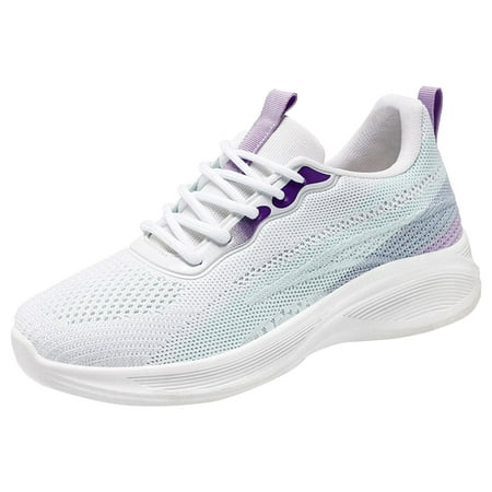 

ZIZOCWA Breathable Women S Mesh Sports Shoes Lace Up Soft Sole Casual Shoes Wide Width Summer Comfortable Work Walking Sneaker Non-Slip Purple Size39