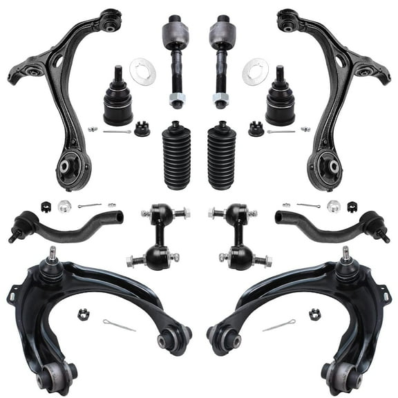 Detroit Axle - 14PC Front Upper Lower Control Arms, Lower Ball Joints, Sway Bars, Inner Outer Tie Rods w/Boot Replacement for 2003-2007 Honda Accord 2.4L Sedan Coupe - [2004-2008 Acura TSX]