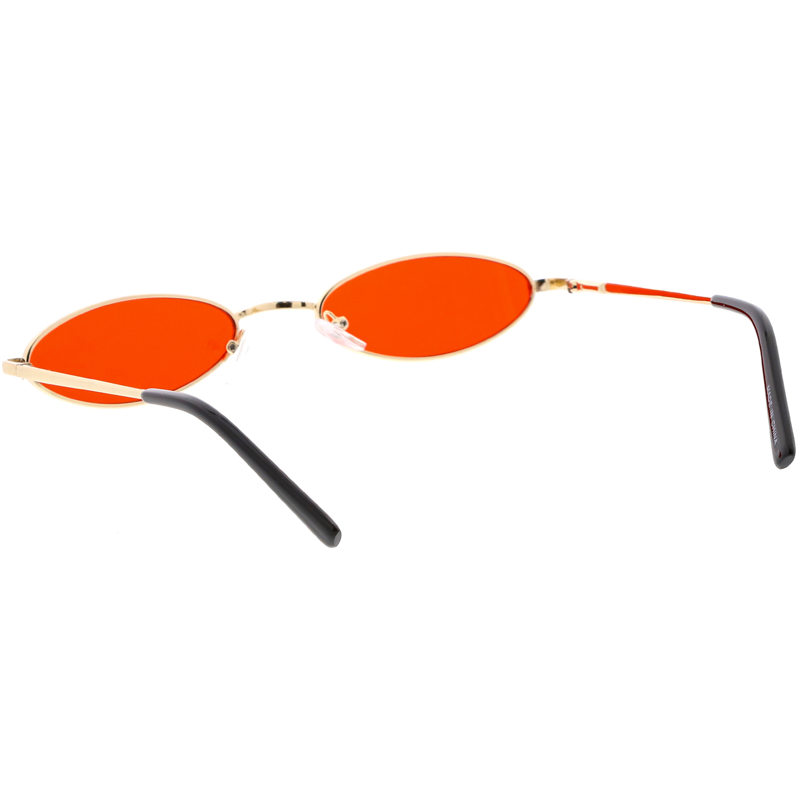 Retro Small Oval Sunglasses Slim Arms Color Tinted Flat Lens  display picture 1