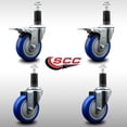 thumbnail image 2 of 4 Inch SS Blue Poly Swivel 1-1/4 Inch Expanding Stem Caster Set 2 Brakes, 2 of 2