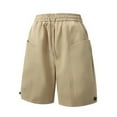 thumbnail image 3 of Outdoor Sport Shorts for Men Loose Elastic Waist Drawstring Pocket Comfy Shorts Running Training Shorts,Khaki,4XL, 3 of 5