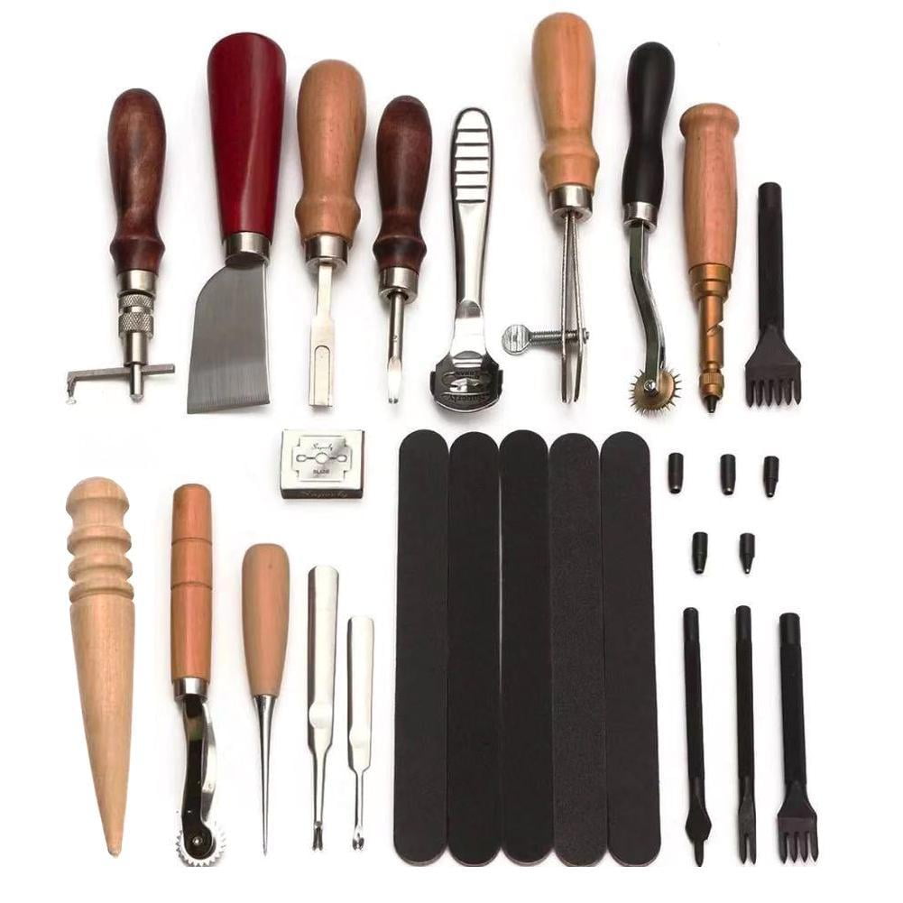 US Leather Craft Hand Tools Kit Stitching Sewing Beveler Punch Working Hand Tool 