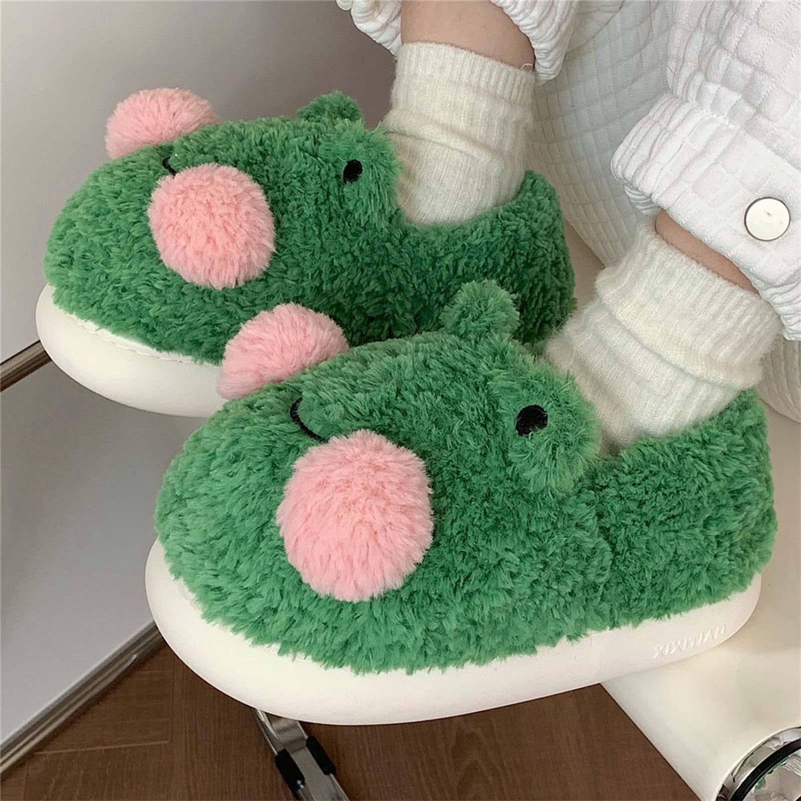STARTIST Cartoon Women Frog Shaped Plush Slippers Floor Shoes Non Slip Soft Fuzzy Animal 40 41 Walmart