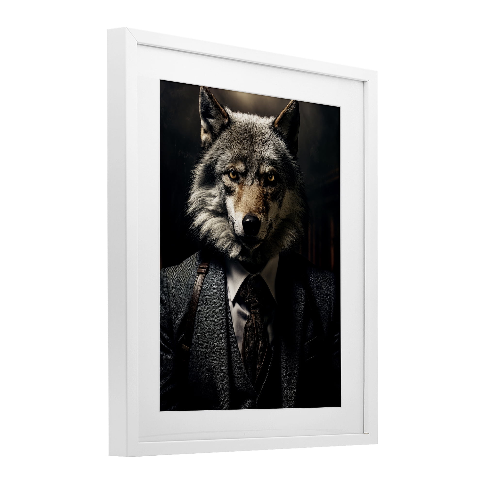 Stupell Industries Trendy Wall Street Wolf White Framed Print Under Glass, design by Ray Powers