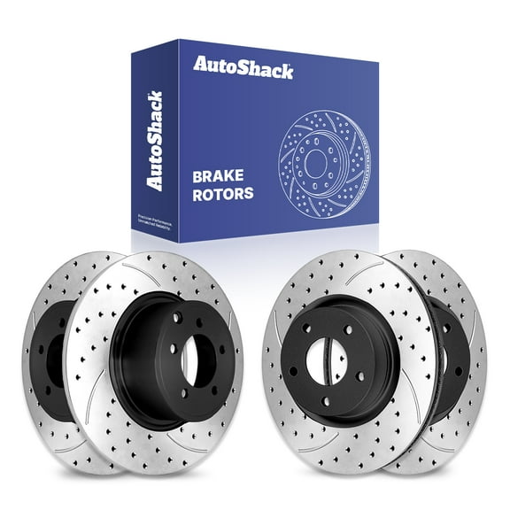AutoShack Front & Rear Brake Rotors for Jeep & Chrysler, Patriot 2007-2017 Compass 2007-2017 200 2011-2014, FWD 4WD AWD L4 2.0L 2.4L V6 3.6L - E-Coated Drilled & Slotted - ShadowGuard