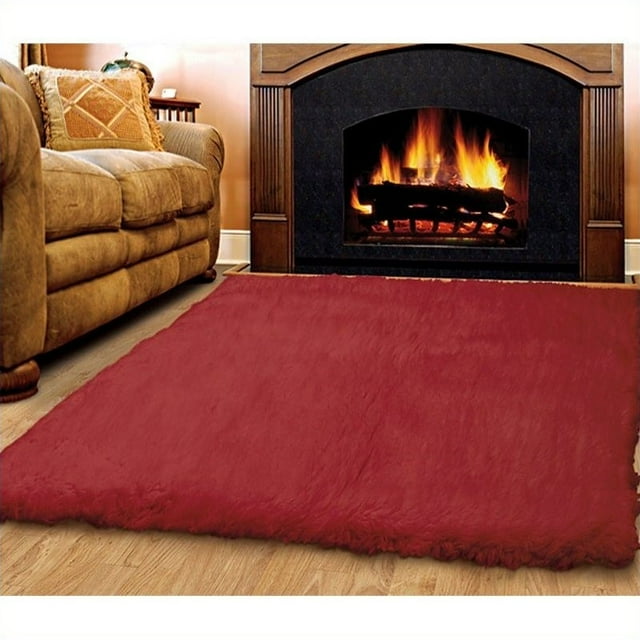 Linon Tapis Flokati Rectangulaire Rouge-6 Pieds x 9 Pieds