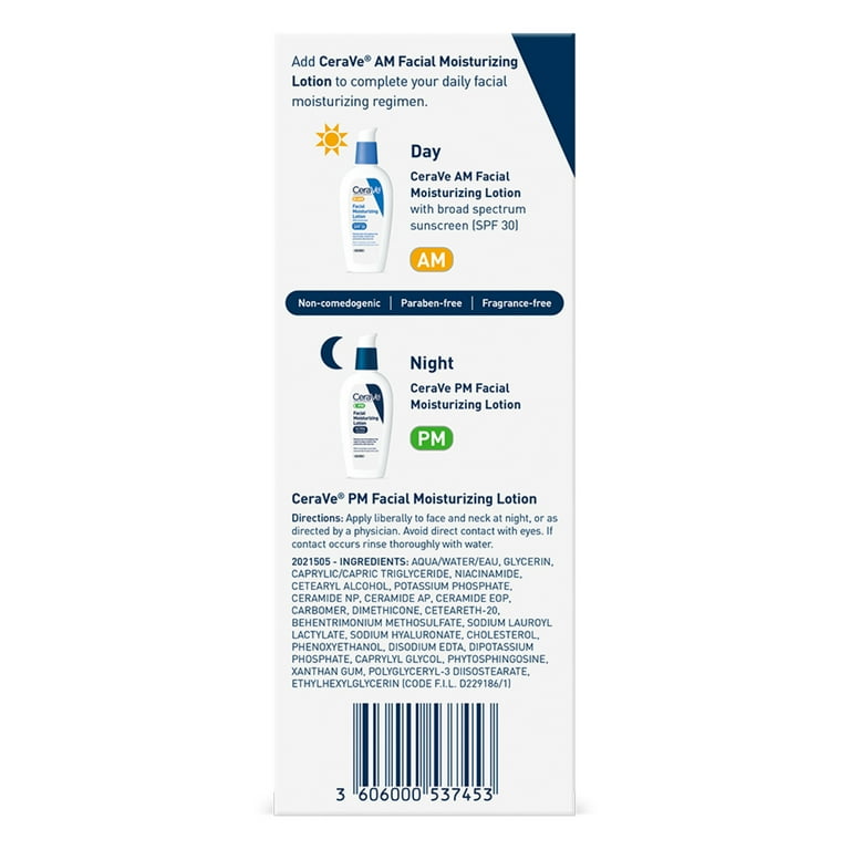 CeraVe PM Nighttime Facial Moisturizer, Lightweight Oil-free