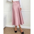 thumbnail image 6 of BTFBM Womens Spring Summer Long Satin Skirt Silk Elegant High Waist Cocktail Party Wedding Flowy A-Line Midi Skirts, 6 of 8