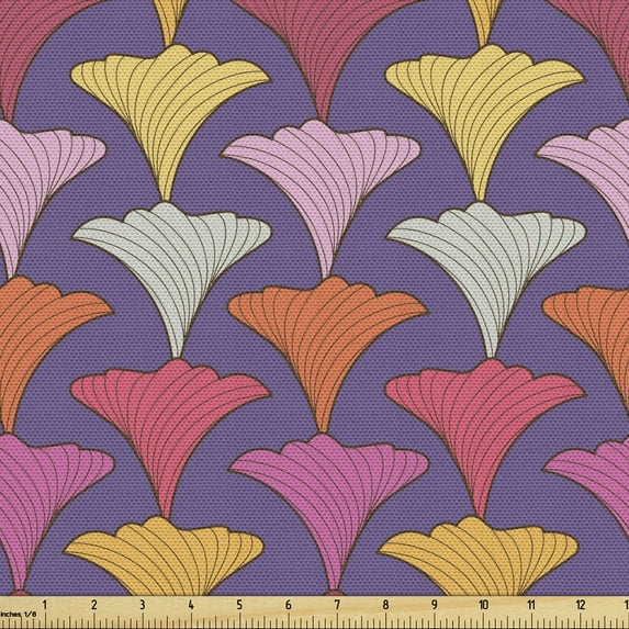 Abstract Fabric by the Yard, Quirky Retro Inspired Repetitive Pattern with Colorful Twirl Motif Graphic, Decorative Upholstery Fabric for Chairs & Home Accents, Multicolor by Ambesonne