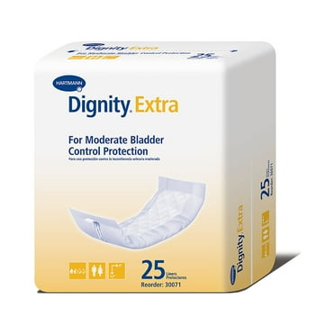Dignity Extra Incontinence Liner Bladder Leak Pads, Moderate Absorbency - 4 in x 12 in, 25 Count, 1 Pack