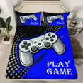 thumbnail image 2 of Manfei Console Game Bed Sheets,Geometric Polka Dots King Sheets,Gray Blue Sheet Set For Boys Teens,Luxury Bedroom Decor,4pcs, 2 of 7