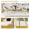 thumbnail image 3 of LUFTUT Velvet Bubble Back Dining Chairs Set of 2, Modern Beige Upholstered Accent Chairs, Golden Metal Legs, Stylish Vanity & Kitchen Furniture, 3 of 7